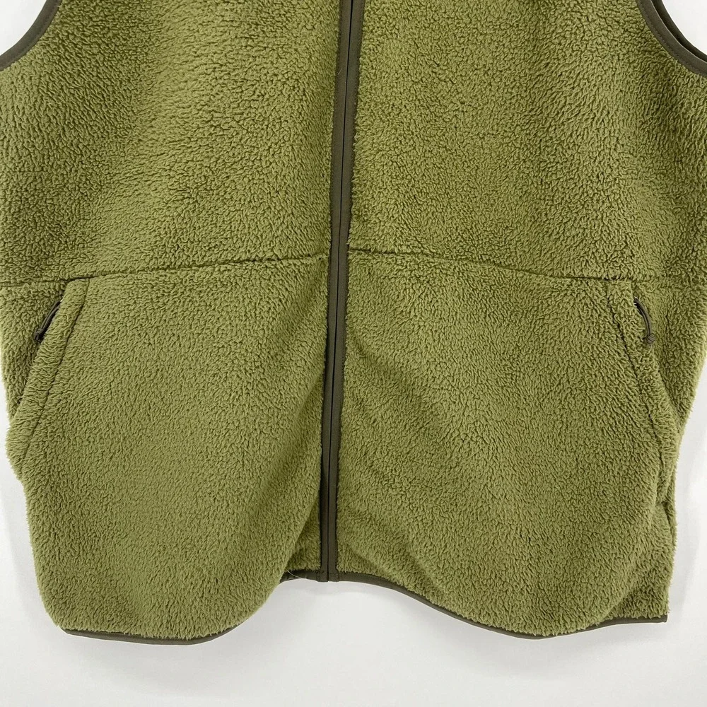 The North Face Mens XXL Olive Green Sherpa‎ Fleece Full Zip Vest Jacket